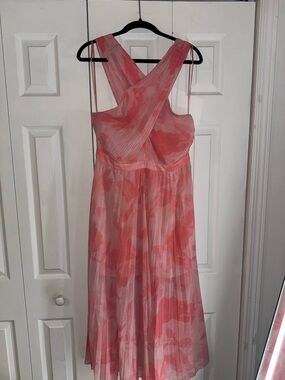 Ted Baker Coral Pink Pleated Midi Dress